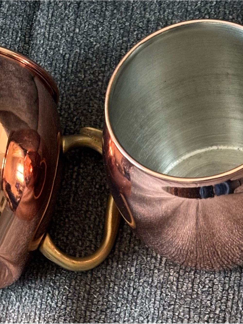 Copper Moscow Mule Mugs with Brass Handles - Set of 2